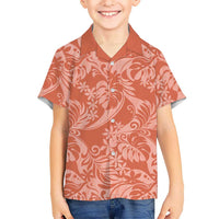 Tahiti Puatou Tiare Floral Kid Hawaiian Shirt Monstera Palm Tropical Leaves - Polynesian Pride