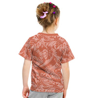 Tahiti Puatou Tiare Floral Kid T Shirt Monstera Palm Tropical Leaves - Polynesian Pride