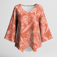 Tahiti Puatou Tiare Floral Kimono Sleeve Blouse Monstera Palm Tropical Leaves LT01 Female Orange - Polynesian Pride