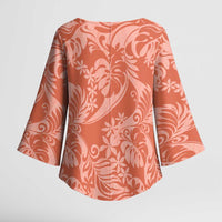 Tahiti Puatou Tiare Floral Kimono Sleeve Blouse Monstera Palm Tropical Leaves LT01 - Polynesian Pride
