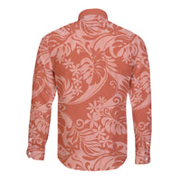 Tahiti Puatou Tiare Floral Long Sleeve Button Shirt Monstera Palm Tropical Leaves LT01 - Polynesian Pride