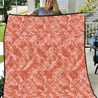 Tahiti Puatou Tiare Floral Quilt Monstera Palm Tropical Leaves LT01 Orange - Polynesian Pride