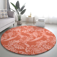 Tahiti Puatou Tiare Floral Round Carpet Monstera Palm Tropical Leaves LT01 - Polynesian Pride