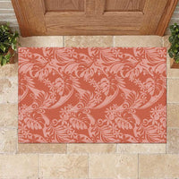 Tahiti Puatou Tiare Floral Rubber Doormat Monstera Palm Tropical Leaves LT01 Orange - Polynesian Pride