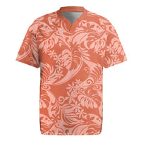 Tahiti Puatou Tiare Floral Rugby Jersey Monstera Palm Tropical Leaves LT01 Orange - Polynesian Pride