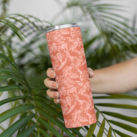 Tahiti Puatou Tiare Floral Skinny Tumbler Monstera Palm Tropical Leaves - Polynesian Pride