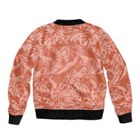Tahiti Puatou Tiare Floral Sleeve Zip Bomber Jacket Monstera Palm Tropical Leaves LT01 - Polynesian Pride