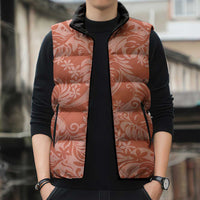 Tahiti Puatou Tiare Floral Sleeveless Puffer Jacket Monstera Palm Tropical Leaves LT01 - Polynesian Pride