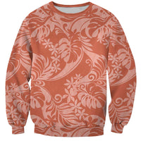 Tahiti Puatou Tiare Floral Sweatshirt Monstera Palm Tropical Leaves LT01 Unisex Orange - Polynesian Pride