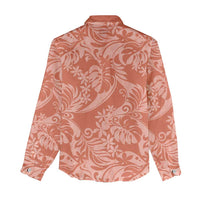 Tahiti Puatou Tiare Floral Women Casual Shirt Monstera Palm Tropical Leaves - Polynesian Pride