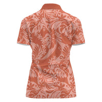 Tahiti Puatou Tiare Floral Women Polo Shirt Monstera Palm Tropical Leaves - Polynesian Pride