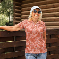 Tahiti Puatou Tiare Floral Women Polo Shirt Monstera Palm Tropical Leaves - Polynesian Pride