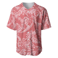 Tahiti Tarona Tiare Floral Baseball Jersey Monstera Palm Tropical Leaves LT01 Pink - Polynesian Pride