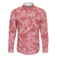 Tahiti Tarona Tiare Floral Family Matching Long Sleeve Bodycon Dress and Hawaiian Shirt Monstera Palm Tropical Leaves - Polynesian Pride