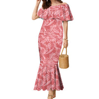 Tahiti Tarona Tiare Floral Family Matching Mermaid Dress and Hawaiian Shirt Monstera Palm Tropical Leaves - Polynesian Pride