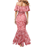 Tahiti Tarona Tiare Floral Family Matching Mermaid Dress and Hawaiian Shirt Monstera Palm Tropical Leaves - Polynesian Pride