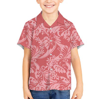 Tahiti Tarona Tiare Floral Family Matching Off The Shoulder Long Sleeve Dress and Hawaiian Shirt Monstera Palm Tropical Leaves - Polynesian Pride