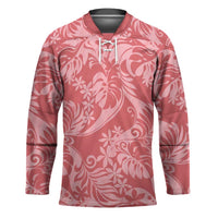 Tahiti Tarona Tiare Floral Hockey Jersey Monstera Palm Tropical Leaves LT01 Unisex Pink - Polynesian Pride