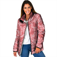 Tahiti Tarona Tiare Floral Padded Jacket Monstera Palm Tropical Leaves - Polynesian Pride