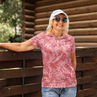 Tahiti Tarona Tiare Floral Women Polo Shirt Monstera Palm Tropical Leaves - Polynesian Pride