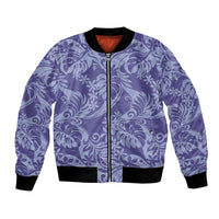 Tahiti Vareau Tiare Floral Bomber Jacket Monstera Palm Tropical Leaves - Polynesian Pride