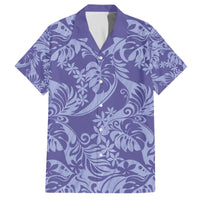 Tahiti Vareau Tiare Floral Family Matching Off The Shoulder Long Sleeve Dress and Hawaiian Shirt Monstera Palm Tropical Leaves - Polynesian Pride