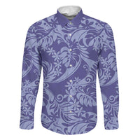 Tahiti Vareau Tiare Floral Family Matching Off The Shoulder Long Sleeve Dress and Hawaiian Shirt Monstera Palm Tropical Leaves - Polynesian Pride