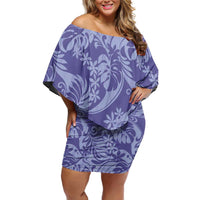 Tahiti Vareau Tiare Floral Family Matching Off Shoulder Short Dress and Hawaiian Shirt Monstera Palm Tropical Leaves - Polynesian Pride