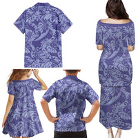 Tahiti Vareau Tiare Floral Family Matching Puletasi and Hawaiian Shirt Monstera Palm Tropical Leaves - Polynesian Pride