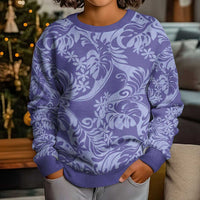 Tahiti Vareau Tiare Floral Kid Ugly Christmas Sweater Monstera Palm Tropical Leaves - Polynesian Pride