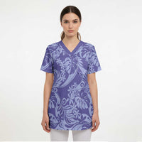 Tahiti Vareau Tiare Floral Scrub Top Monstera Palm Tropical Leaves - Polynesian Pride