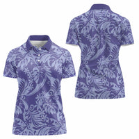 Tahiti Vareau Tiare Floral Women Polo Shirt Monstera Palm Tropical Leaves - Polynesian Pride