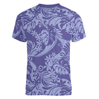 Tahiti Vareau Tiare Floral Women V-Neck T-Shirt Monstera Palm Tropical Leaves - Polynesian Pride