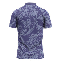 Tahiti Vareau Tiare Floral Zipper Polo Shirt Monstera Palm Tropical Leaves - Polynesian Pride