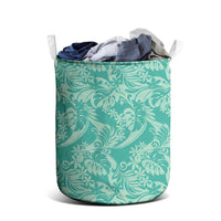 Tahiti Teal Tiare Floral Laundry Basket Monstera Palm Tropical Leaves LT01 - Polynesian Pride