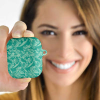 Tahiti Teal Tiare Floral AirPods Case Monstera Palm Tropical Leaves LT01 - Polynesian Pride