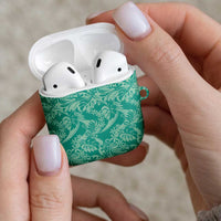 Tahiti Teal Tiare Floral AirPods Case Monstera Palm Tropical Leaves LT01 - Polynesian Pride