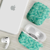 Tahiti Teal Tiare Floral AirPods Case Monstera Palm Tropical Leaves LT01 - Polynesian Pride