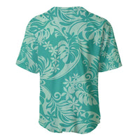 Tahiti Teal Tiare Floral Baseball Jersey Monstera Palm Tropical Leaves LT01 - Polynesian Pride
