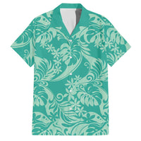 Tahiti Teal Tiare Floral Family Matching Mermaid Dress and Hawaiian Shirt Monstera Palm Tropical Leaves - Polynesian Pride