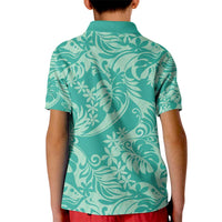Tahiti Teal Tiare Floral Kid Polo Shirt Monstera Palm Tropical Leaves LT01 - Polynesian Pride
