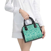 Tahiti Teal Tiare Floral Shoulder Handbag Monstera Palm Tropical Leaves - Polynesian Pride