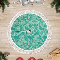 Tahiti Teal Tiare Floral Tree Skirt Monstera Palm Tropical Leaves - Polynesian Pride