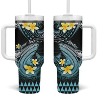 Personalised Hawaii Tumbler With Handle Polynesian Shark with Kakau Turquoise Version LT01 One Size: 40 oz Turquoise - Polynesian Pride