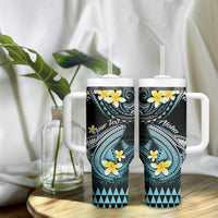 Personalised Hawaii Tumbler With Handle Polynesian Shark with Kakau Turquoise Version LT01 - Polynesian Pride