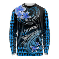 Hawaii Long Sleeve Shirt Polynesian Shark with Kakau Blue Version LT01 Unisex Blue - Polynesian Pride