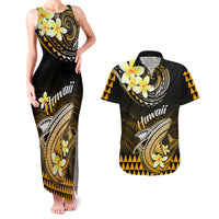 Hawaii Couples Matching Tank Maxi Dress and Hawaiian Shirt Polynesian Shark with Kakau Gold Version LT01 Gold - Polynesian Pride