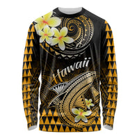 Hawaii Long Sleeve Shirt Polynesian Shark with Kakau Gold Version LT01 Unisex Gold - Polynesian Pride