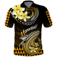 Hawaii Polo Shirt Polynesian Shark with Kakau Gold Version LT01 Gold - Polynesian Pride