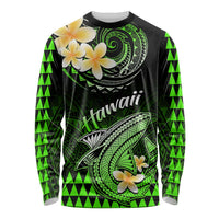 Hawaii Long Sleeve Shirt Polynesian Shark with Kakau Green Version LT01 Unisex Green - Polynesian Pride
